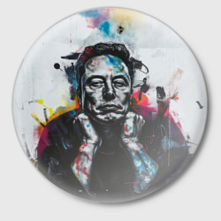 Значок Илон Маск граффити портрет на серой стене