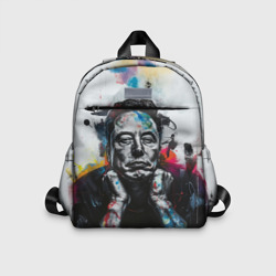 Детский рюкзак 3D Илон Маск граффити портрет на серой стене
