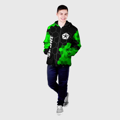 Мужская куртка 3D Jeep green sport hexagon, цвет 3D печать - фото 3