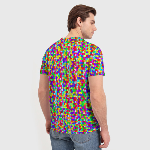 Мужская футболка 3D Разноцветная мелкая мозаика, цвет 3D печать - фото 4