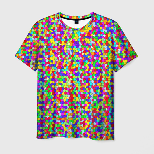 Мужская футболка 3D Разноцветная мелкая мозаика, цвет 3D печать