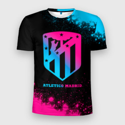 Мужская футболка 3D Slim Atletico Madrid - neon gradient