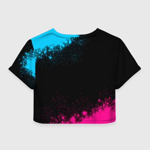 Женская футболка Crop-top 3D Atletico Madrid - neon gradient, цвет 3D печать - фото 2