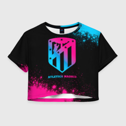 Женская футболка Crop-top 3D Atletico Madrid - neon gradient