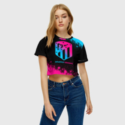 Женская футболка Crop-top 3D Atletico Madrid - neon gradient - фото 2