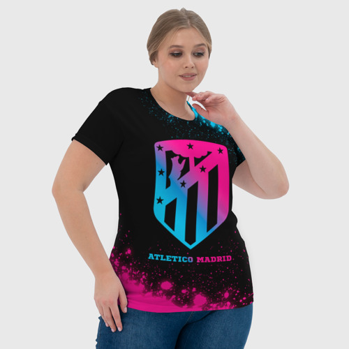 Женская футболка 3D Atletico Madrid - neon gradient, цвет 3D печать - фото 6