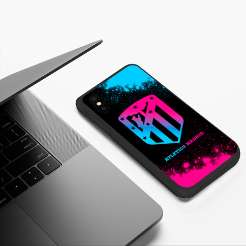 Чехол для iPhone XS Max матовый Atletico Madrid - neon gradient - фото 5