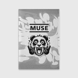 Обложка для паспорта матовая кожа Muse рок панда на светлом фоне