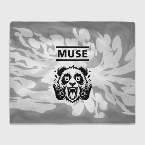 Плед 3D Muse рок панда на светлом фоне, цвет 3D (велсофт)