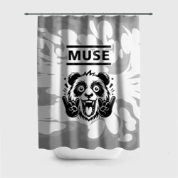 Штора 3D для ванной Muse рок панда на светлом фоне