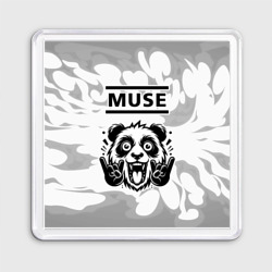 Магнит 55*55 Muse рок панда на светлом фоне