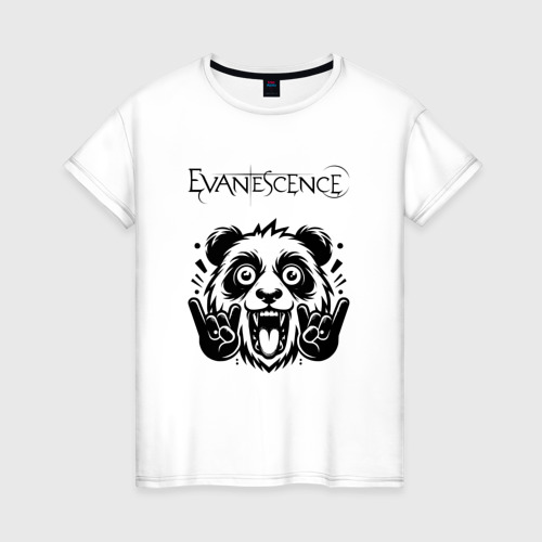 Женская футболка хлопок Evanescence - rock panda, цвет белый