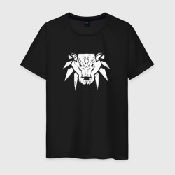 Мужская футболка хлопок Знак школы медведя с потертостями - Ведьмак 3