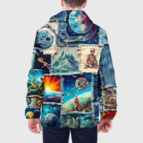 Мужская куртка 3D с принтом Разнообразие миров  - пэчворк, вид сзади #2