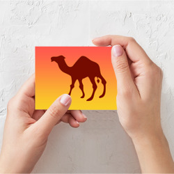 Поздравительная открытка Коричневый силуэт верблюда - фото 2
