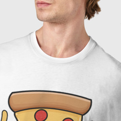 Футболка с принтом Pizza fuck для мужчины, вид на модели спереди №4. Цвет основы: белый