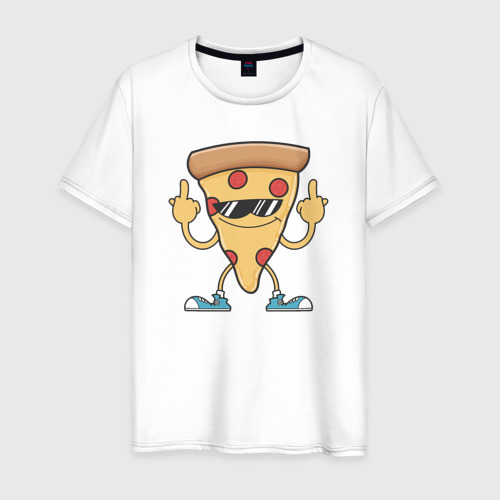 Мужская футболка из хлопка с принтом Pizza fuck, вид спереди №1