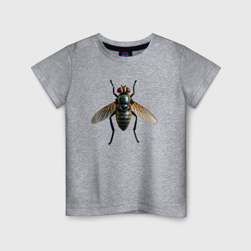 Детская футболка хлопок Гигантская муха, цвет меланж