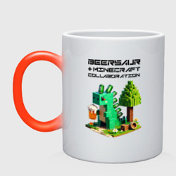 Кружка хамелеон Collaboration of Minecraft and beersaur - ai art