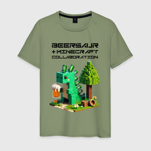 Мужская футболка хлопок Collaboration of Minecraft and beersaur - ai art, цвет авокадо