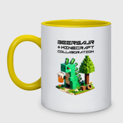 Кружка двухцветная Collaboration of Minecraft and beersaur - ai art