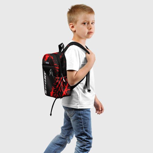 Детский рюкзак 3D с принтом Citroen red sport tires, вид сзади #1