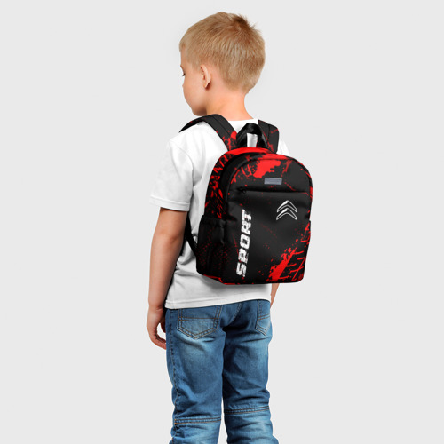 Детский рюкзак 3D с принтом Citroen red sport tires, фото на моделе #1