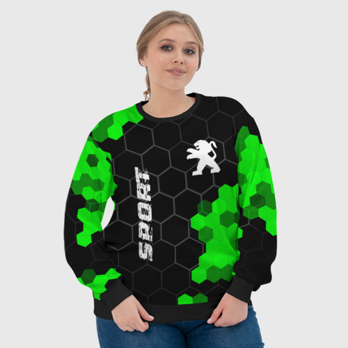 Женский свитшот 3D Peugeot green sport hexagon, цвет 3D печать - фото 6