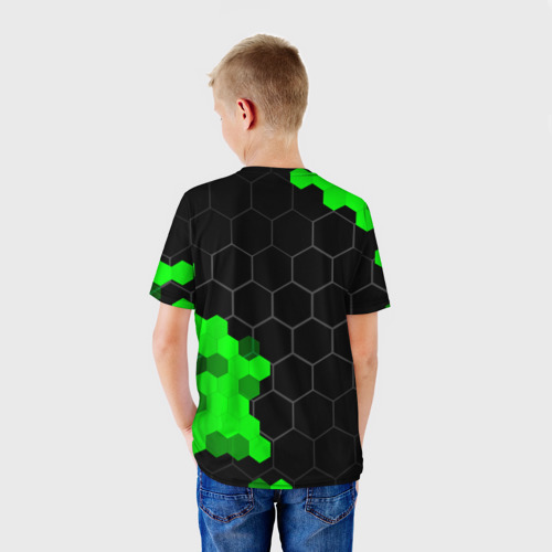 Детская футболка 3D Peugeot green sport hexagon, цвет 3D печать - фото 4
