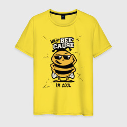 Why bee cause i'm cool – Мужская футболка хлопок с принтом купить со скидкой в -20%