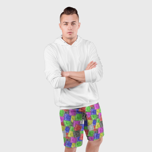 Мужские шорты спортивные Разноцветные презервативы, цвет 3D печать - фото 5