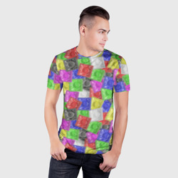 Мужская футболка 3D Slim Разноцветные презервативы - фото 2