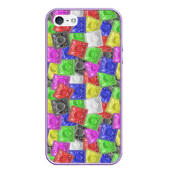Чехол для iPhone 5/5S матовый Разноцветные презервативы