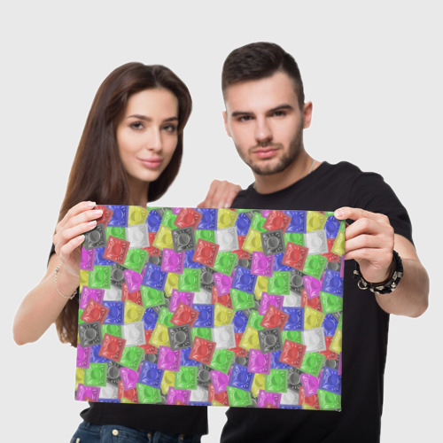Холст прямоугольный Разноцветные презервативы, цвет 3D печать - фото 5