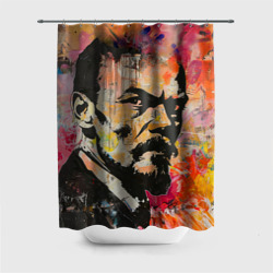 Штора 3D для ванной Граффити портрет Владимира Ленина
