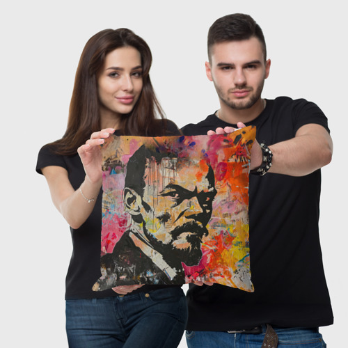 Подушка 3D Граффити портрет Владимира Ленина - фото 3