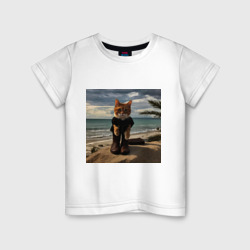Пляжный котик – Детская футболка хлопок с принтом купить со скидкой в -20%