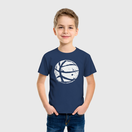 Детская футболка хлопок Basket balls, цвет темно-синий - фото 3