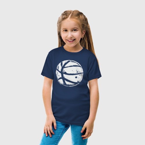 Детская футболка хлопок Basket balls, цвет темно-синий - фото 5