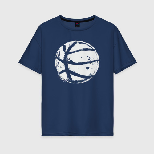 Женская футболка хлопок Oversize Basket balls, цвет темно-синий