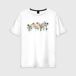 Женская футболка хлопок Oversize Красивое цветочное поле