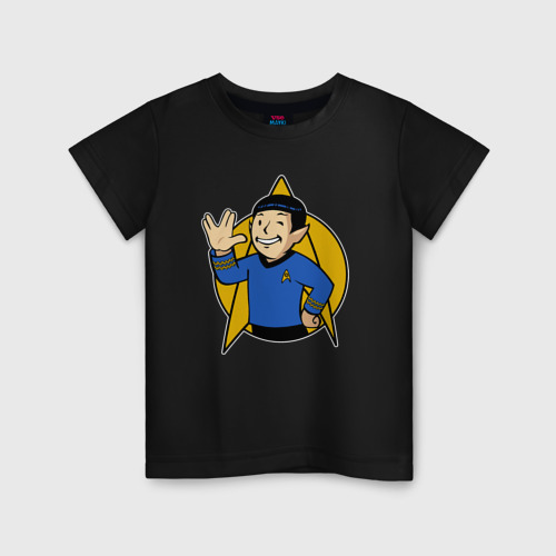 Детская футболка хлопок с принтом Мистер Спок, вид спереди #2