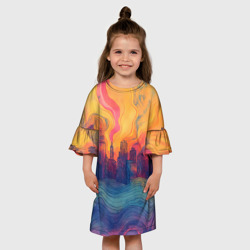 Детское платье 3D Абстрактный город в волнах красок - фото 2