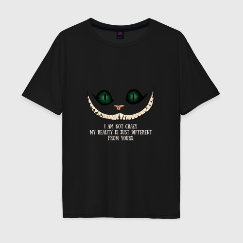 Мужская футболка хлопок Oversize с принтом Мудрость чеширского кота, вид спереди #2