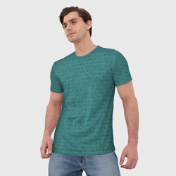 Мужская футболка 3D Тёмно-бирюзовый в мелкую полосочку - фото 2