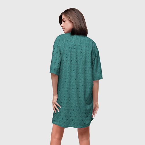 Платье-футболка 3D Тёмно-бирюзовый в мелкую полосочку, цвет 3D печать - фото 4