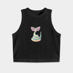 Женская укороченная майка-топ хлопок Змея в розовых очках