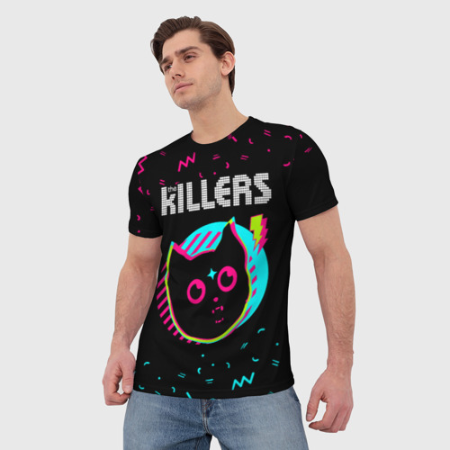 Мужская футболка 3D The Killers - rock star cat, цвет 3D печать - фото 3