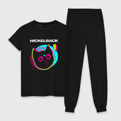 Женская пижама хлопок Nickelback rock star cat