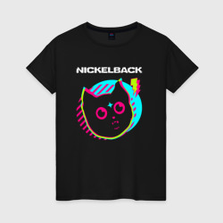 Женская футболка хлопок Nickelback rock star cat